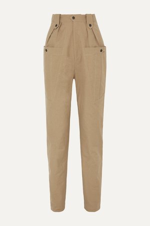 Army green Yerris pleated cotton-twill tapered pants | Isabel Marant | NET-A-PORTER
