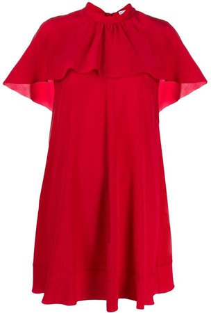 RED(V) cape style ruffled dress