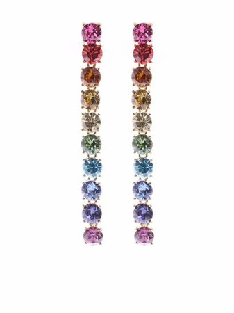 Oscar De La Renta Rainbow Crystal Drop Earrings - Farfetch
