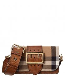 Elegant Burberry Small Buckle Check & Leather Shoulder Bag - Burberry Handbags & Wallets Women - Brown Handbags & Wallets Sale