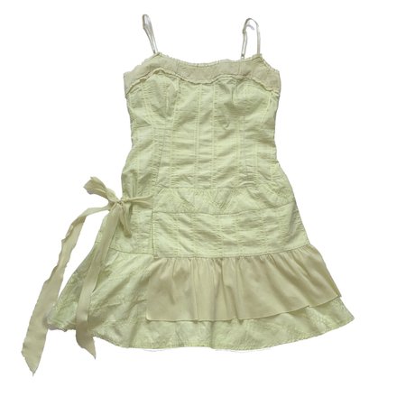 Grunge fairy mini dress in lime green with mesh hem... - Depop