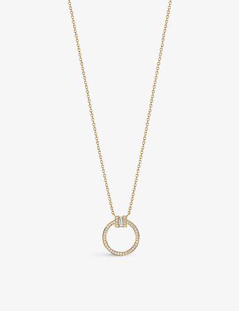 TIFFANY & CO - Tiffany T Wire 18ct yellow-gold and 0.8ct diamond pendant necklace | Selfridges.com