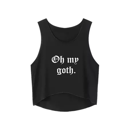 Oh My Goth Tops Gothic Women Tank Letter Printed Vest Sleeveless Irregular Female Cropped Top Cotton-in Tank Tops from Women's Clothing on Aliexpress.com | Alibaba Group
