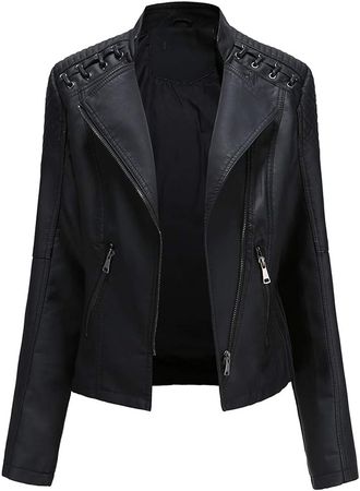 YYNUDA Women's Stylish Faux Leather Jacket Zip Up Moto Biker Classic Short Jacket Coat : Amazon.co.uk: Fashion