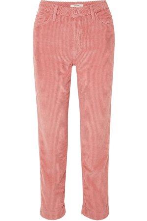 GRLFRND Helena corduroy straight-leg pink pants