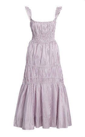 Prisca Smocked Gingham Silk Midi Dress By Brock Collection | Moda Operandi