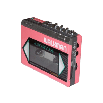 walkman cassette pink