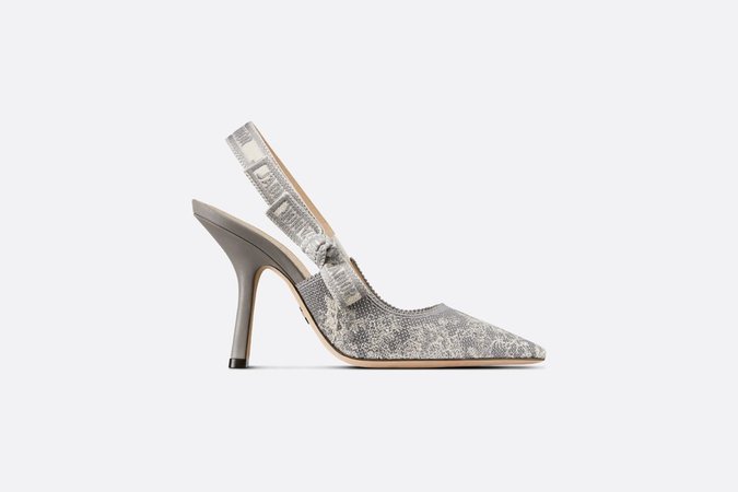 J'Adior Slingback Pump Gray Toile de Jouy Reverse Embroidered Cotton - products | DIOR