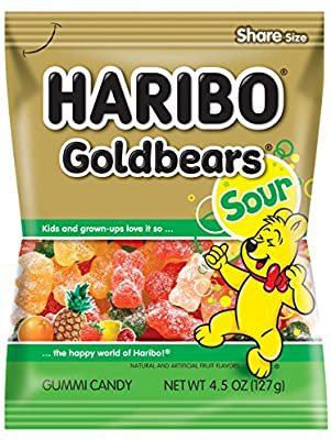 Amazon.com : Haribo Gummi Candy, Goldbears Gummi Candy, Sour, 4.5 oz. Bag (Pack of 12) : Grocery & Gourmet Food