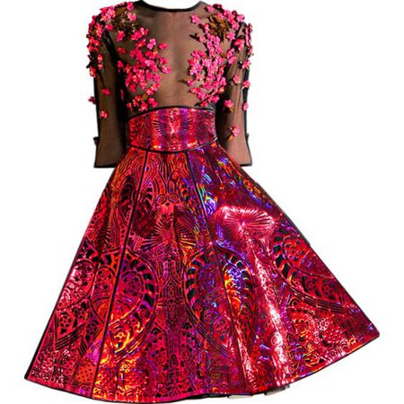 Pink Mesh & Metallic Dress
