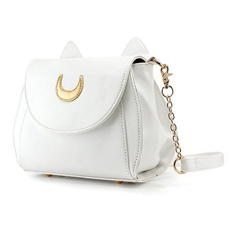 Amazon.com: Oct17 Moon Luna Design Purse Kitty Cat satchel shoulder bag Designer Women Handbag Tote PU Leather Girls Teens School Sailer Style (White): Shoes