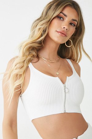 Textured Ribbed Pull-Ring Crop Top | Forever 21