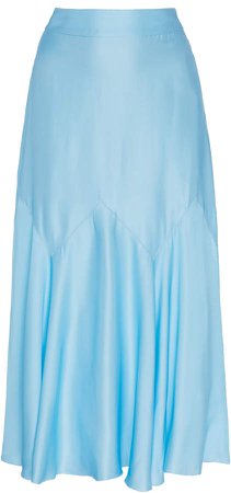 Huishan Zhang Donna Satin Midi Skirt Size: 6
