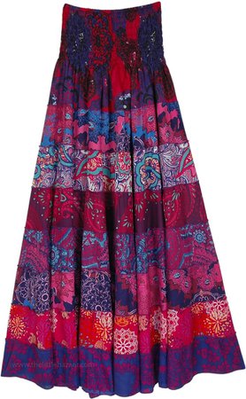 Dreamy Wonderland Printed Skirt Dress with Smocked Waist | Multicoloured | Tiered-Skirt, Vacation, Beach, Floral, Printed