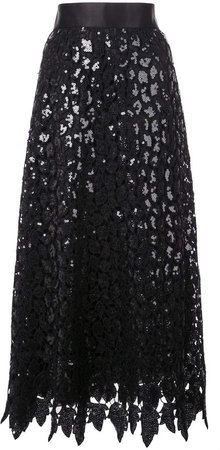 layered sequin-lace skirt