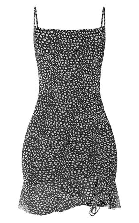 Black Dalmatian Mesh Bodycon Dress | PrettyLittleThing USA