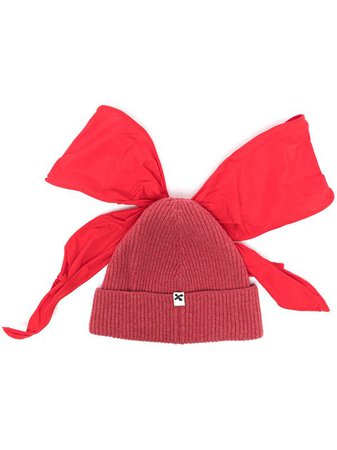Shop Molly Goddard ribbed-knit bow-detail beanie with Express Delivery - FARFETCH
