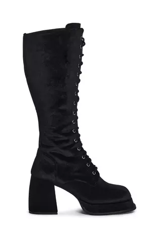 Delia's Velvet Lace Up Thigh High Boots - Black – Dolls Kill