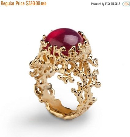 golden red stone ring