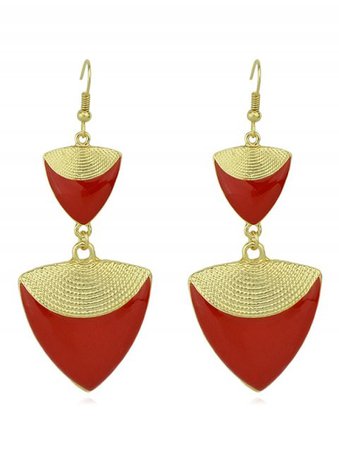 2019 Geometric Shape Color Block Earrings In RED | DressLily.com