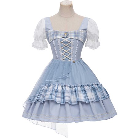 Blue gingham classic lolita dress