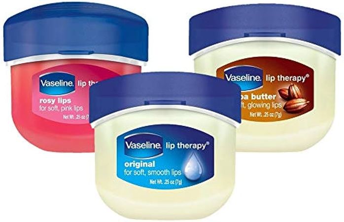 Amazon.com : Vaseline Lip Therapy 0.25 Oz / 7g 3 Pack Bundle - Original, Rosy Lips & Cocoa Butter : Beauty & Personal Care