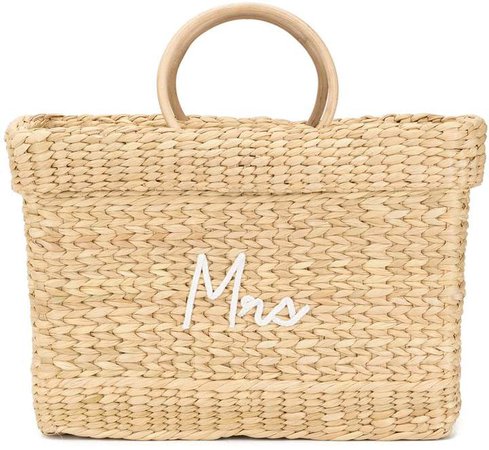 embroidered woven tote bag