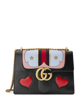 Gucci GG Marmont Medium Web Heart Shoulder Bag