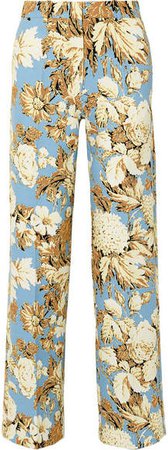 Marcel Floral-print Cady Wide-leg Pants - Blue