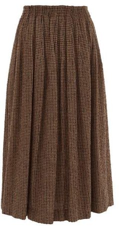 Elasticated Waist Textured Tweed Full Skirt - Womens - Brown Multi