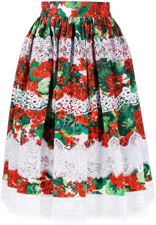 floral lace embroidered skirt