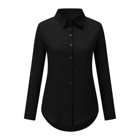 MRULIC t shirts for women Women's Long Sleeve Solid Color Button Turn-down Collar Shirts Blouses Tops Womens t shirts Black + M - Walmart.com