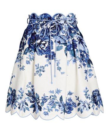 Zimmermann Aliane Floral Linen Mini Skirt | INTERMIX®