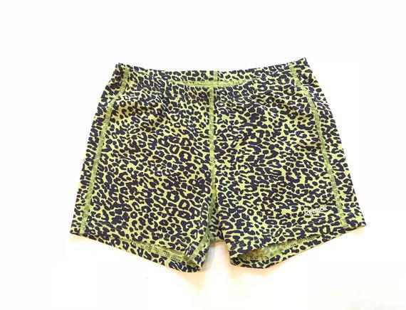 90s Lime Green Cheetah Print Spandex Shorts | Etsy
