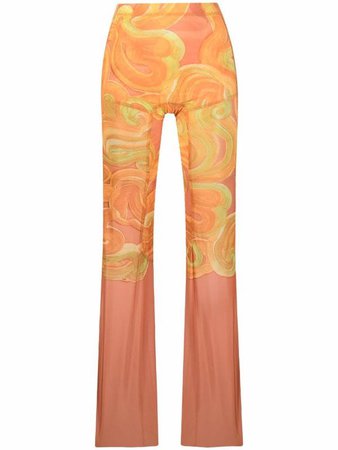 KNWLS abstract-print Flared Trousers - Farfetch