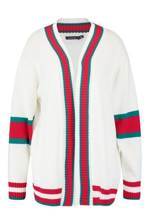 Plus Contrast Stripe Oversized Cardigan | Boohoo