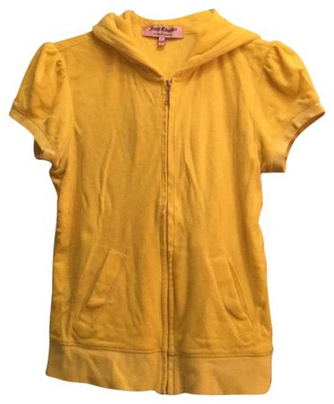 Juicy Couture Yellow Short Sleeve Terry Cloth Zip Up Sweatshirt / Hoodie