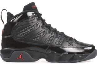 black and red Jordan 9