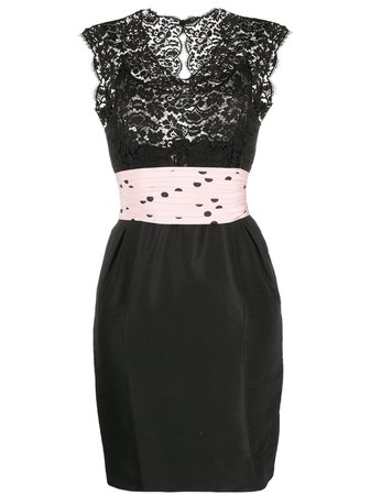 Shop black Chanel Pre-Owned lace panel dress with Express Delivery - Farfetch