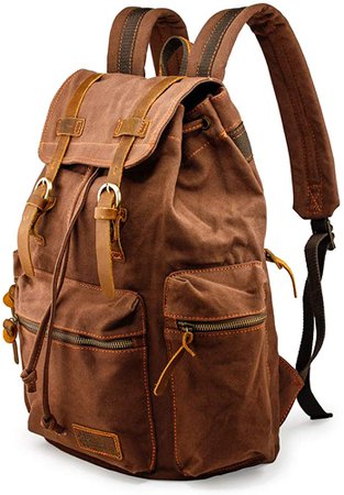 Amazon.com: GEARONIC TM 21L Vintage Canvas Backpack for Men Leather Rucksack Knapsack 15 inch Laptop Tote Satchel School Military Army Shoulder Rucksack Hiking Bag Coffee : Electronics