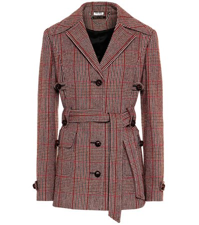 checked wool blend jacket