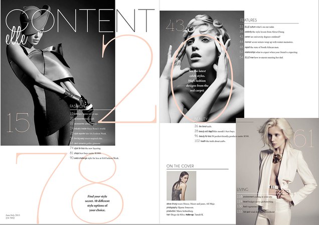 FIRST YEAR - ELLE Magazine: Content Layout on Behance