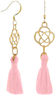 pink and gold tassel earrings