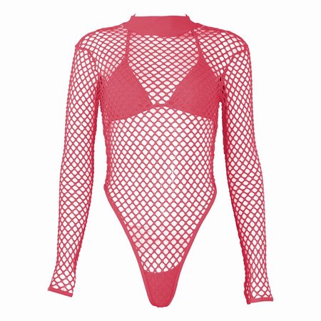 pink mesh bodysuit