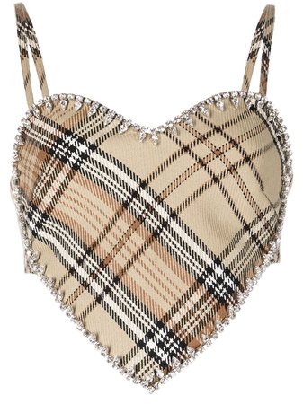 Shop AREA check heart shape top with Express Delivery - FARFETCH