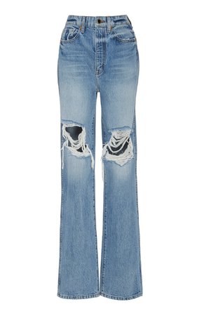 Danielle Distressed High-Rise Straight-Leg Jeans by Khaite | Moda Operandi