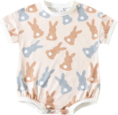 Infant Baby Girl Boy Easter Outfit Cute Bunny T Shirt Romper Oversized Bubble Onesie Floral Short Sleeve Bodysuit: Clothing, Shoes & Jewelry