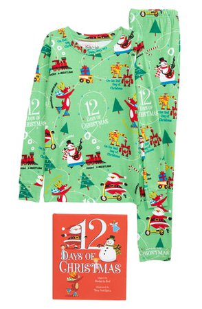 Hatley Kids' Christmas Organic Cotton Fitted Two-Piece Pajamas & Book Gift Set (Toddler, Little Boy & Big Boy) | Nordstrom