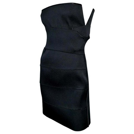 S/S 2001 Yves Saint Laurent Tom Ford Runway Black Bandage Wrap Mini Dress For Sale at 1stdibs