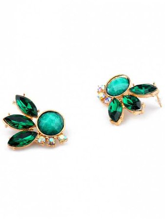 Faux Emerald Lady Leaf Earrings GREEN: Earrings | ZAFUL